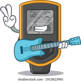 Dive computer musician cartoon design playing a guitar