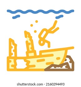 dive course for sunken objects color icon vector. dive course for sunken objects sign. isolated symbol illustration
