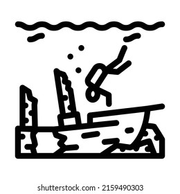 dive course for sunken objects line icon vector. dive course for sunken objects sign. isolated contour symbol black illustration