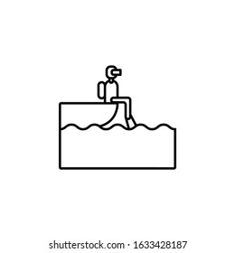 dive, diver, diving line icon on white background
