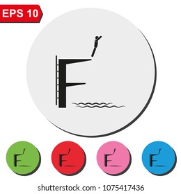 Dive flat round colorful vector icon.