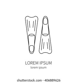 Dive flippers line icon isolated on white background vector illustration.
