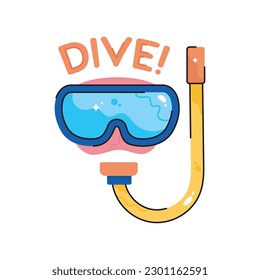 Dive Glasses doodle filled outline vector icon. EPS 10 file