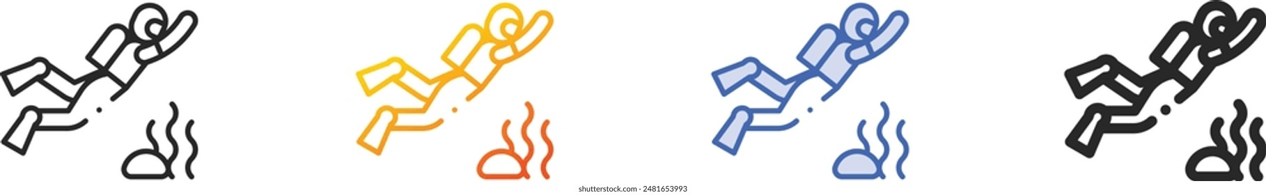 dive icon.Thin Linear, Gradient, Blue Stroke and bold Style Design Isolated On White Background