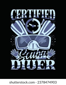 Dive into adventure with our scuba diving-themed t-shirt design. Explore the mesmerizing depths of the ocean, where every dive is a journey into a world of wonder.
