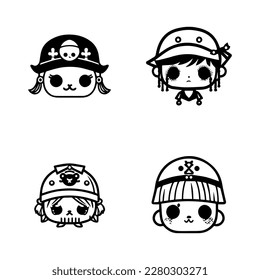 Dive into cuteness overload with our cute kawaii marine head collection set, all Hand drawn in line art style. These illustrations are perfect for adding a touch of playful sea life to your project