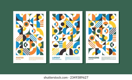 Dive into Dynamic Geometric Layouts! Three Variations in Fresh Colors. Ideal for Pages, Presentations, and Posters. Download for Creativity!