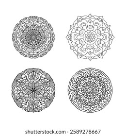 Dive into the elegance of symmetrical mandalas, perfect for art therapy, home décor, and meditative focus. Unleash your creativity with stunning black-and-white designs .