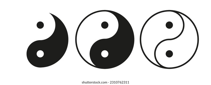 Tauchen Sie ein in das faszinierende Konzept von Yin und Yang mit dieser Kollektion von Vektorgrafiken, die das harmonische Gleichgewicht zwischen kontrastreichen Kräften darstellen.