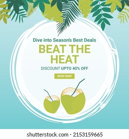 Dive into season's best deals beat the heat banner design template.