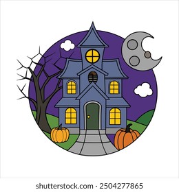  Tauchen Sie ein in die gespenstische Jahreszeit mit dieser schaurigen Geisterhaus-Vektorgrafik. Perfekt für Halloween-Projekte, diese digitale Grafik ist sicher, um Schüttelfrost in den Rücken zu schicken.

