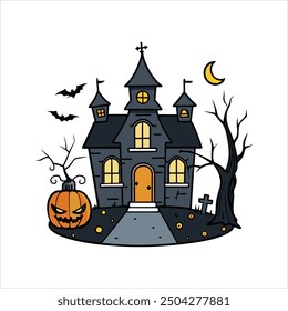  Dive into the spooky season with this eerie haunted house vector illustration. Perfect for Halloween-themed projects, this digital graphic is sure to send chills down your spine.

