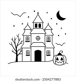  Tauchen Sie ein in die gespenstische Jahreszeit mit dieser schaurigen Geisterhaus-Vektorgrafik. Perfekt für Halloween-Projekte, diese digitale Grafik ist sicher, um Schüttelfrost in den Rücken zu schicken.

