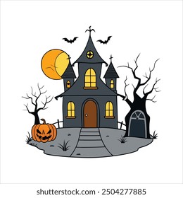  Tauchen Sie ein in die gespenstische Jahreszeit mit dieser schaurigen Geisterhaus-Vektorgrafik. Perfekt für Halloween-Projekte, diese digitale Grafik ist sicher, um Schüttelfrost in den Rücken zu schicken.

