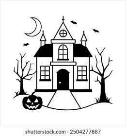  Tauchen Sie ein in die gespenstische Jahreszeit mit dieser schaurigen Geisterhaus-Vektorgrafik. Perfekt für Halloween-Projekte, diese digitale Grafik ist sicher, um Schüttelfrost in den Rücken zu schicken.

