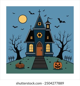  Tauchen Sie ein in die gespenstische Jahreszeit mit dieser schaurigen Geisterhaus-Vektorgrafik. Perfekt für Halloween-Projekte, diese digitale Grafik ist sicher, um Schüttelfrost in den Rücken zu schicken.

