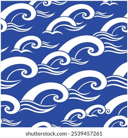 Mergulhe em estilo com este padrão de ondas oceânicas sem costura desenhadas à mão, perfeito para designs de praia, tecido, papel de parede e arte digital, trazendo a tranquilidade do mar para qualquer projeto.