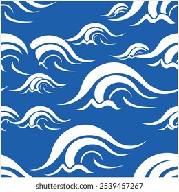 Mergulhe em estilo com este padrão de ondas oceânicas sem costura desenhadas à mão, perfeito para designs de praia, tecido, papel de parede e arte digital, trazendo a tranquilidade do mar para qualquer projeto.