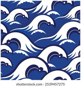 Mergulhe em estilo com este padrão de ondas oceânicas sem costura desenhadas à mão, perfeito para designs de praia, tecido, papel de parede e arte digital, trazendo a tranquilidade do mar para qualquer projeto.