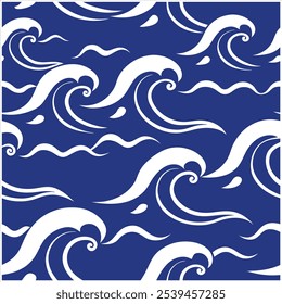 Mergulhe em estilo com este padrão de ondas oceânicas sem costura desenhadas à mão, perfeito para designs de praia, tecido, papel de parede e arte digital, trazendo a tranquilidade do mar para qualquer projeto.