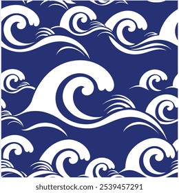 Mergulhe em estilo com este padrão de ondas oceânicas sem costura desenhadas à mão, perfeito para designs de praia, tecido, papel de parede e arte digital, trazendo a tranquilidade do mar para qualquer projeto.