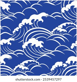 Mergulhe em estilo com este padrão de ondas oceânicas sem costura desenhadas à mão, perfeito para designs de praia, tecido, papel de parede e arte digital, trazendo a tranquilidade do mar para qualquer projeto.