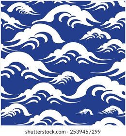 Mergulhe em estilo com este padrão de ondas oceânicas sem costura desenhadas à mão, perfeito para designs de praia, tecido, papel de parede e arte digital, trazendo a tranquilidade do mar para qualquer projeto.