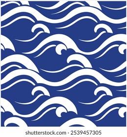 Mergulhe em estilo com este padrão de ondas oceânicas sem costura desenhadas à mão, perfeito para designs de praia, tecido, papel de parede e arte digital, trazendo a tranquilidade do mar para qualquer projeto.