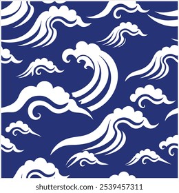 Mergulhe em estilo com este padrão de ondas oceânicas sem costura desenhadas à mão, perfeito para designs de praia, tecido, papel de parede e arte digital, trazendo a tranquilidade do mar para qualquer projeto.