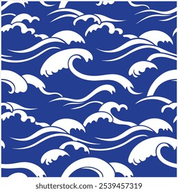 Mergulhe em estilo com este padrão de ondas oceânicas sem costura desenhadas à mão, perfeito para designs de praia, tecido, papel de parede e arte digital, trazendo a tranquilidade do mar para qualquer projeto.