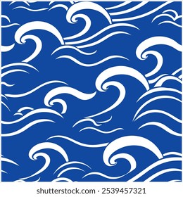 Mergulhe em estilo com este padrão de ondas oceânicas sem costura desenhadas à mão, perfeito para designs de praia, tecido, papel de parede e arte digital, trazendo a tranquilidade do mar para qualquer projeto.