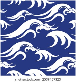 Mergulhe em estilo com este padrão de ondas oceânicas sem costura desenhadas à mão, perfeito para designs de praia, tecido, papel de parede e arte digital, trazendo a tranquilidade do mar para qualquer projeto.