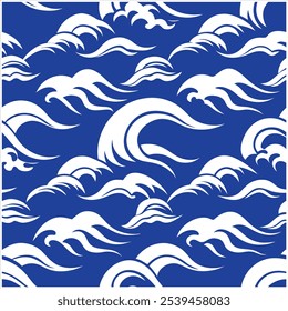 Mergulhe em estilo com este padrão de ondas oceânicas sem costura desenhadas à mão, perfeito para designs de praia, tecido, papel de parede e arte digital, trazendo a tranquilidade do mar para qualquer projeto.