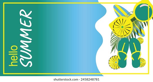 Dive into the tranquility of a tropical paradise with our captivating summer beach banner concept. essence of seaside bliss.let this banner transport you to sun-drenched shores and endless relaxation 