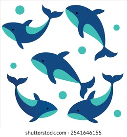 Dive into a vibrant, eye-catching whale pattern perfect for adding a lively marine touch to your projects. Ideal for textiles, wallpapers, and ocean-inspired digital artwork.