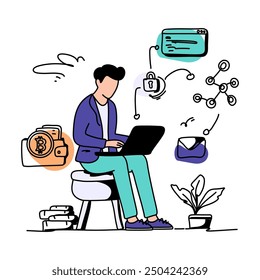 Tauchen Sie ein in die Welt der dezentralen Finanzwirtschaft mit unseren dynamischen Flachillustrationen. Entdecken Sie die Möglichkeiten und das Potenzial von DeFi