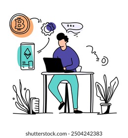Dive into the world of decentralized finance with our dynamic flat illustrations. Uncover the possibilities and potential of DeFi