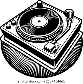 Dive into the world of retro music with this high-quality turntable vector illustration! Perfect for digital projects, merchandise, album covers, and creative artwork. This design captures the timeles
