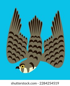 Dive kestrel or falcon of the Ukrainian steppes, stylized as the small coat of arms of Ukraine trizub