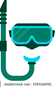 Dive mask of green color vector flat icon isolated on white