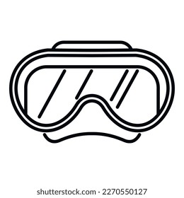 Vector de contorno de icono de máscara de buceo. La piscina de agua. Acuático de verano