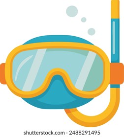 Dive mask and snorkel isolated on a white background. Vector illustration in flat style