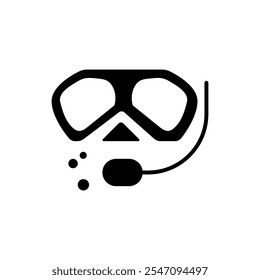 Máscara de buceo y snorkel, Vector plano negro simple ilustración de estilo de moda para el Web y el App.. eps