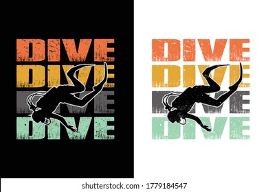 dive dive dive vintage t-shirt design.Cuba diving t-shirt design