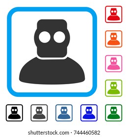 Diver Armor icon. Flat grey iconic symbol inside a blue rounded square. Black, gray, green, blue, red, orange color variants of Diver Armor vector. Designed for web and software interfaces.