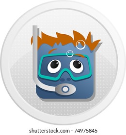 Diver of avatar icons set