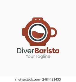 Diver Barista Logo Vector Template Design. Good for Business, Start up, Agency, and Organization