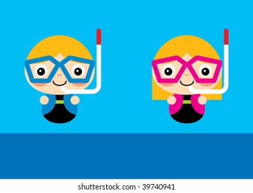 diver boy and girl