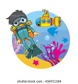 Diver Boy and Mini Submarine
