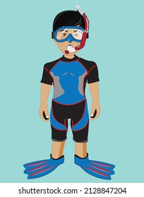 diver boy using a snorkel